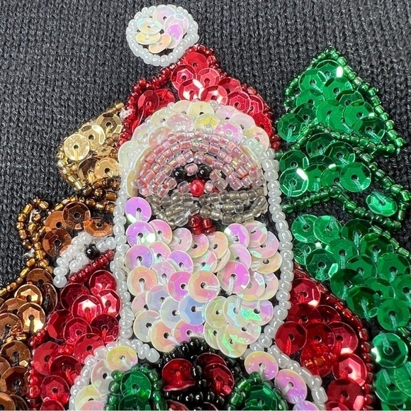 NWT TERAZZO Black Sleeveless Knit Sequins Santa Sweater Vest Women's Size S - Picture 10 of 14